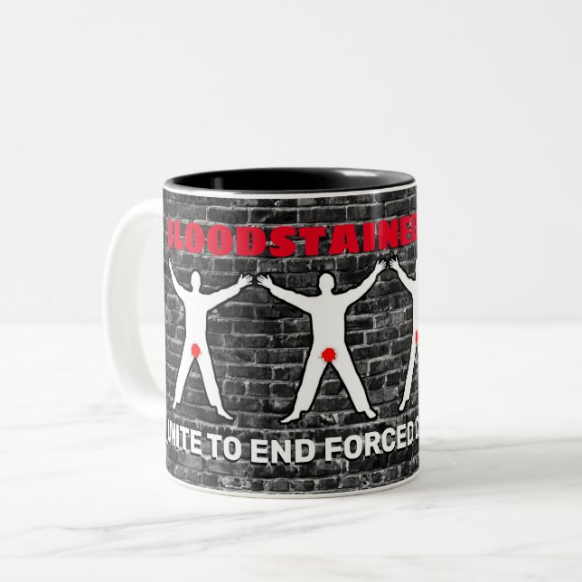 Café Em Dois Tons Caneca manchado de sangue de Brickwall dos homens (Frente Esquerda)