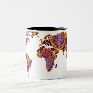 Café Em Dois Tons Caneca moderna do viajante de mundo do mapa do