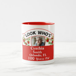 Café Em Dois Tons Caneca Morango Vermelho Fofo de 100 Anos de Idade