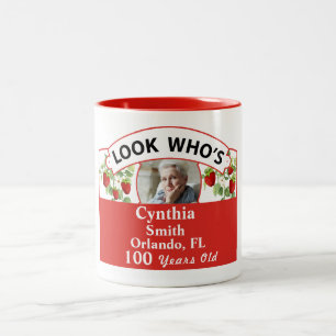 Café Em Dois Tons Caneca Morango Vermelho Fofo de 100 Anos de Idade