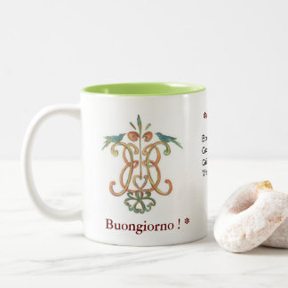 Café Em Dois Tons Caneca multilíngue da manhã do *Good de