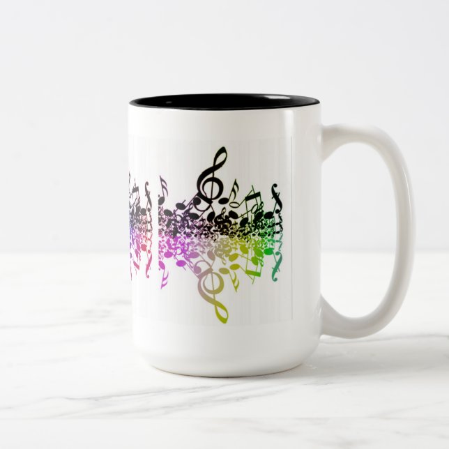 Café Em Dois Tons Caneca Nuvem de Notas Musicais Clave de Sol (Direita)