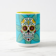 Caneca Olhos de Flor de Crânio de Açúcar