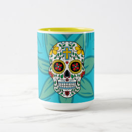 Café Em Dois Tons Caneca Olhos de Flor de Crânio de Açúcar
