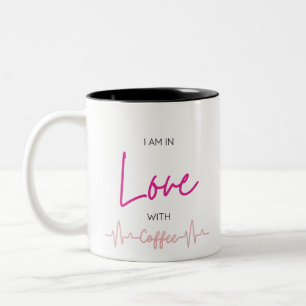 Café Em Dois Tons Caneca ousada e moderna de 'Amo Café' para amantes