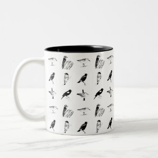 Café Em Dois Tons caneca padrão de pássaro