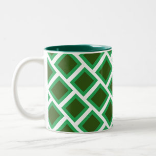 Café Em Dois Tons Caneca - Padrão de Tijolo Verde