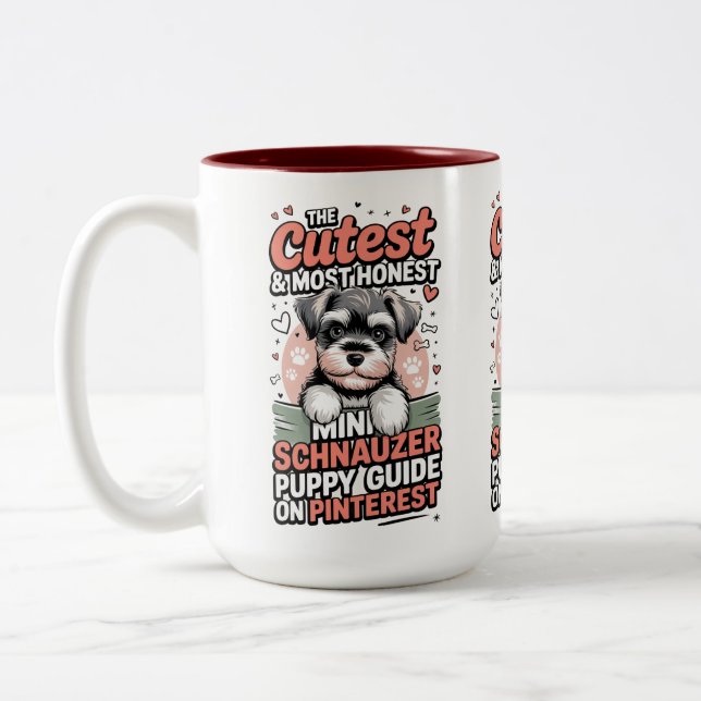 Café Em Dois Tons Caneca para Amante de Cachorro Schnauzer Fofo  (Esquerda)