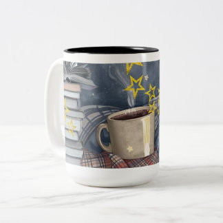 Café Em Dois Tons Caneca para amantes de livros/leitor/faculdade/esc