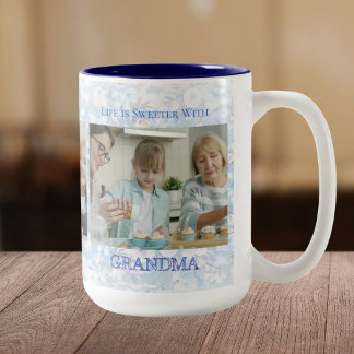 Café Em Dois Tons Caneca para Avó Presente Floral de Férias