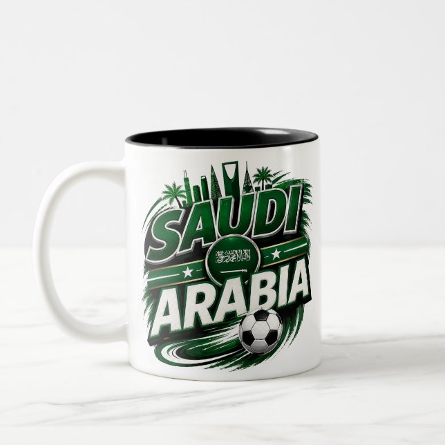 Café Em Dois Tons Caneca para Fã de Futebol da Arábia Saudita | Supo (Esquerda)