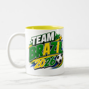 Café Em Dois Tons Caneca para Fã de Futebol TIME BRASIL 2026 Brasi