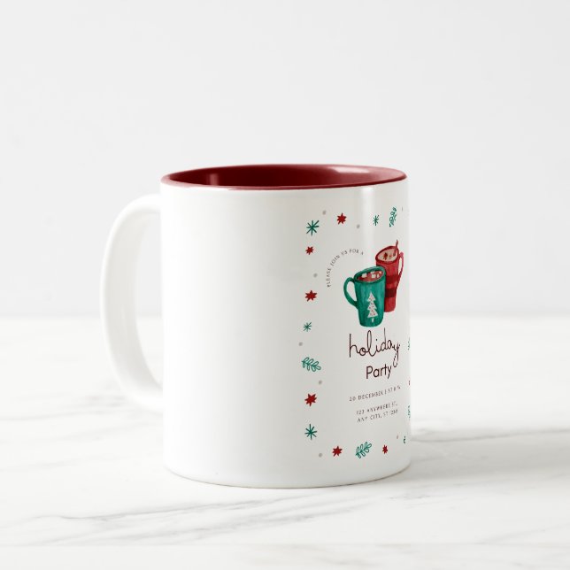Café Em Dois Tons Caneca para Festa de Fim de Ano (Frente Esquerda)