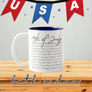 Café Em Dois Tons Caneca Patriótica 4 de Julho EUA, Vermelho Branco 
