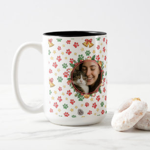 Café Em Dois Tons Caneca Personalizada com Foto de Natal da Pata do 