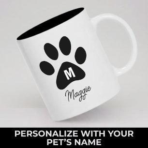 Café Em Dois Tons Caneca Personalizada com Monograma de Pata para Pr