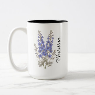 Café Em Dois Tons Caneca Personalizada da Flor de Nascimento Larkspu