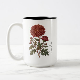 Café Em Dois Tons Caneca Personalizada da Flor do Mês de Nascimento