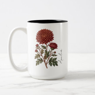 Café Em Dois Tons Caneca Personalizada da Flor do Mês de Nascimento