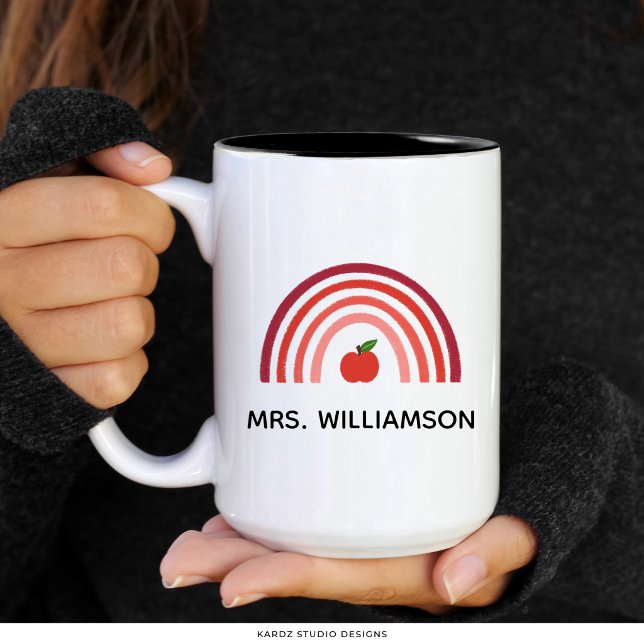 Café Em Dois Tons Caneca Personalizada de Agradecimento ao Professor (Two tone 15 oz. mug is shown, add the teacher's name and choose size and style.)