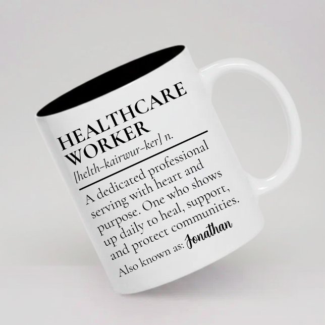 Café Em Dois Tons Caneca Personalizada de Agradecimento para Profiss (Personalized Healthcare Worker Mug Thank You Gift, Healthcare Worker Graduation Gift Definition Mug)
