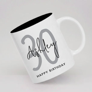 Café Em Dois Tons Caneca Personalizada de Aniversário Feliz para Ela