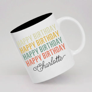 Café Em Dois Tons Caneca Personalizada de Aniversário para Ela Mulhe