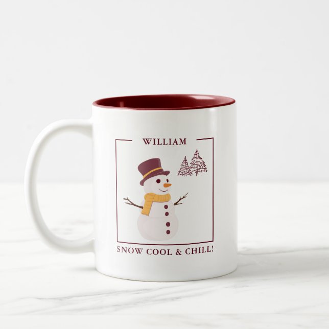 Café Em Dois Tons Caneca Personalizada de Boneco de Neve Snow Cool & (Esquerda)