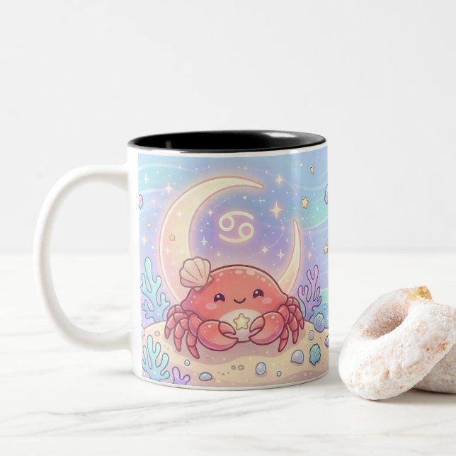Café Em Dois Tons Caneca Personalizada de Câncer Fofa (Com Donut)