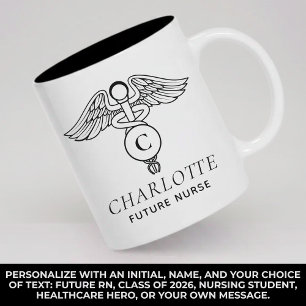 Café Em Dois Tons Caneca Personalizada de Enfermeira Monograma Prese