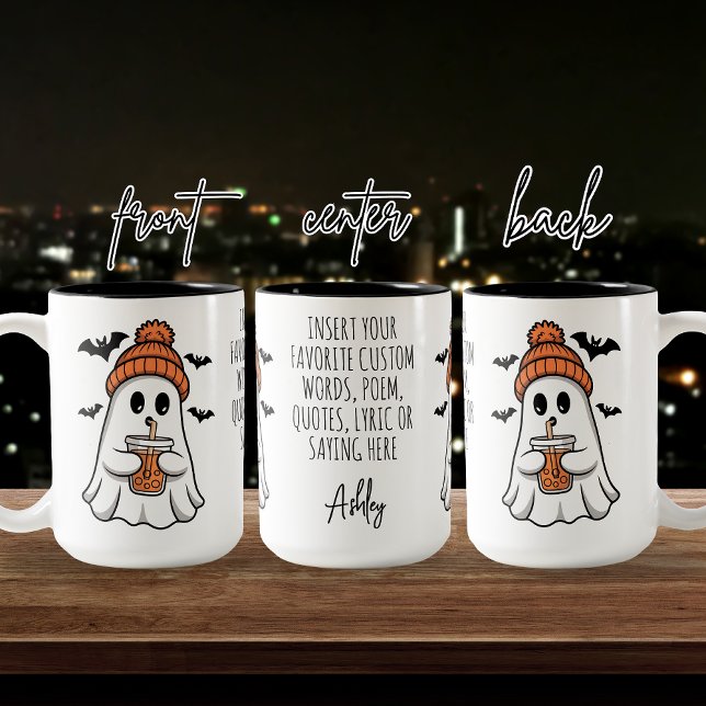 Café Em Dois Tons Caneca Personalizada de Fantasma de Halloween para (Halloween ghost coffee mug, personalized Halloween mug, custom ghost coffee cup, spooky ghost mug,)
