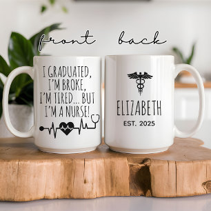 Café Em Dois Tons Caneca Personalizada de Formatura de Enfermagem Di