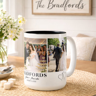 Café Em Dois Tons Caneca Personalizada de Fotos de Casamento