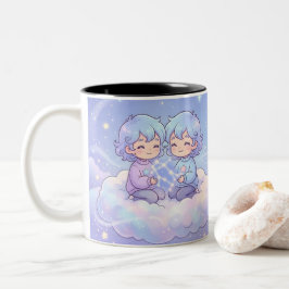 Café Em Dois Tons Caneca Personalizada de Gêmeos do Zodíaco Fofa