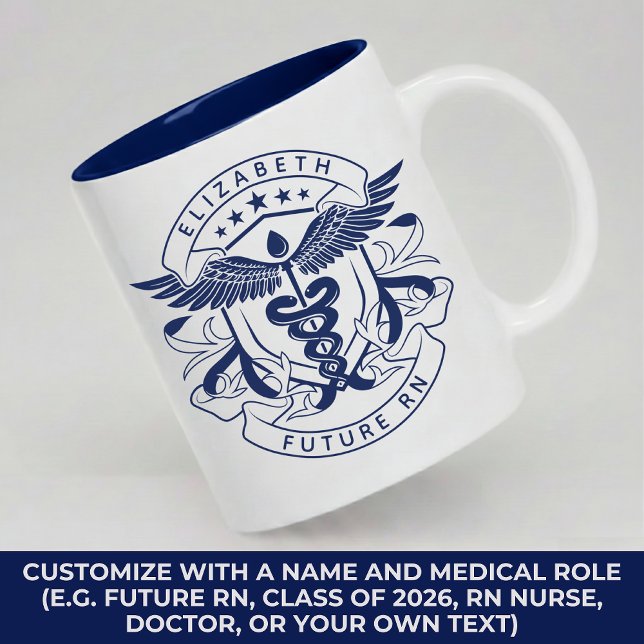 Café Em Dois Tons Caneca Personalizada de Médico Presente de Formatu (Personalized Medical Mug Gift for Future RN, ICU Nurse, ER Nurse, Doctor, Physician, or Surgeon)