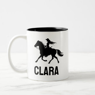 Café Em Dois Tons caneca personalizada de menina de cavalo nome pers