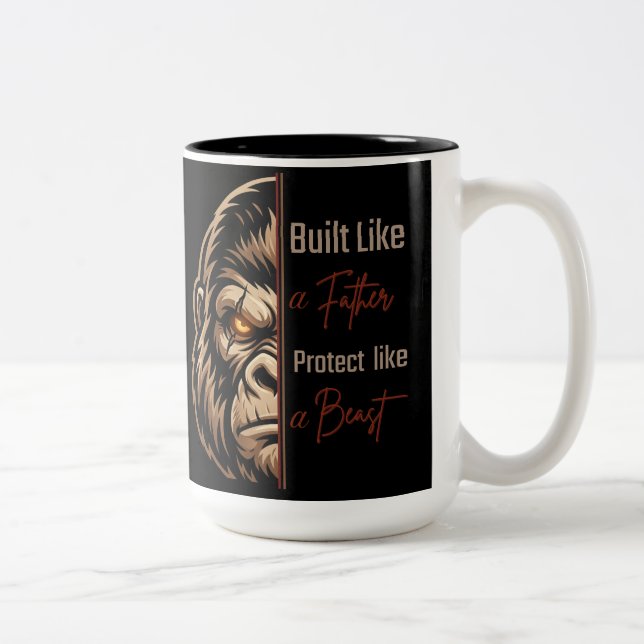 Café Em Dois Tons Caneca Personalizada de Papai Gorila com Nome Cust (Direita)