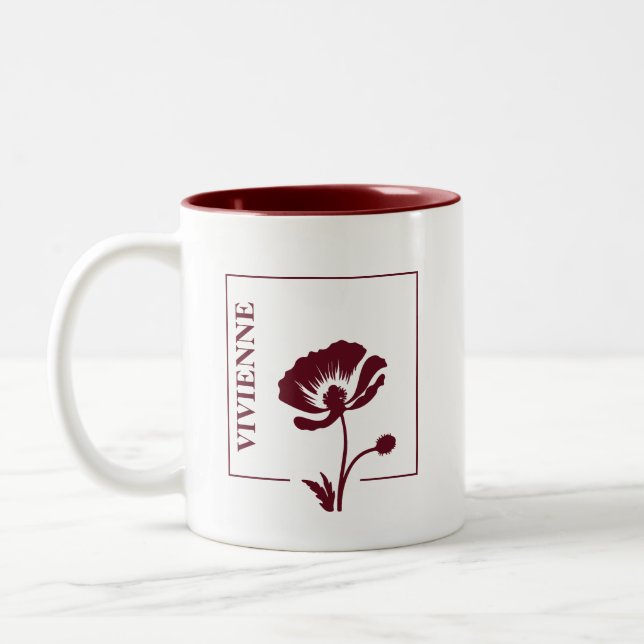 Café Em Dois Tons Caneca Personalizada de Papoula Borgonha – Present (Esquerda)