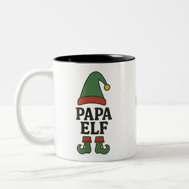 Café Em Dois Tons Caneca Personalizada do Papai Elfo – Presente de N (Esquerda)