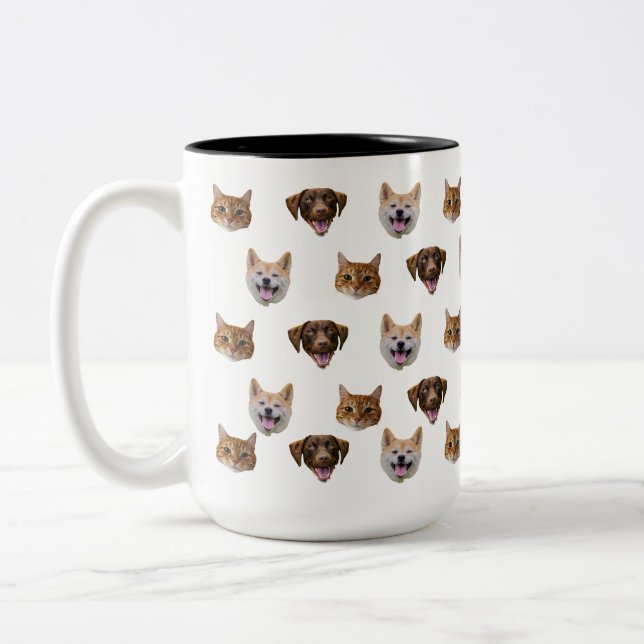 Café Em Dois Tons Caneca Personalizada, Gato De Cão, Presente Mãe (Esquerda)