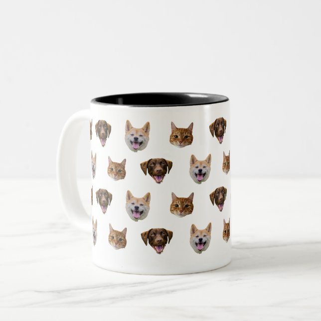 Café Em Dois Tons Caneca Personalizada, Gato De Cão, Presente Mãe (Frente Esquerda)