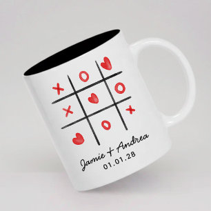 Café Em Dois Tons Caneca Personalizada Jogo da Velha Presente de Dia