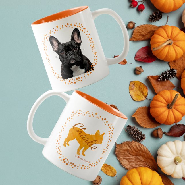 Café Em Dois Tons Caneca personalizada laranja pastel com foto de bu (Criador carregado)