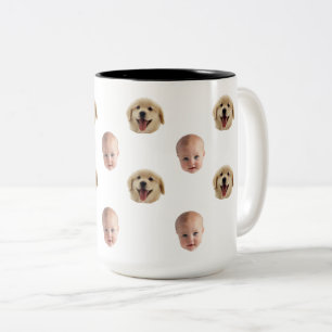 Café Em Dois Tons Caneca Personalizada Rostos de Família Fofos 2 Fot