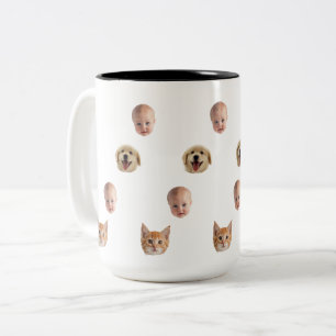 Café Em Dois Tons Caneca Personalizada Rostos de Família Fofos 2 Fot