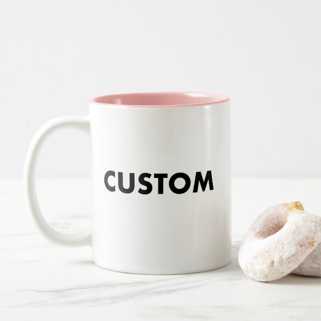 Café Em Dois Tons Caneca PINK personalizada de Duas Cores - Modelo e (Com Donut)