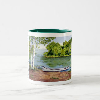 Café Em Dois Tons Caneca preguiçosa da viagem da canoa de Northwoods