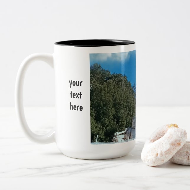 Café Em Dois Tons caneca presente de escultura de Roma para ele (Com Donut)