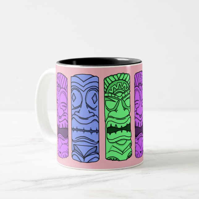 Café Em Dois Tons Caneca principal de Tiki do pop art (Frente Esquerda)