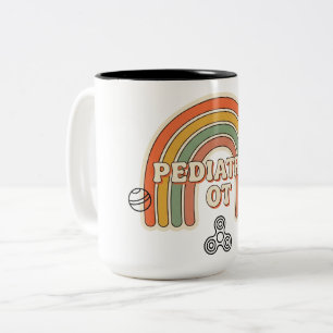 Café Em Dois Tons Caneca Retro Arco-Íris Engraçada de TO Pediátrica